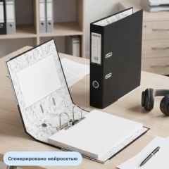 Папка-регистратор 75мм Attache А4, черная РР/бумага, мет уголок - фото 11