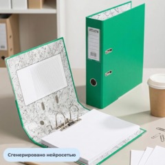 Папка-регистратор 75мм Attache А4, зеленая, РР/бумага, мет. уголок - фото 11