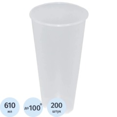 Стакан одноразовый Bubble Cup 650мл матовый/прозр., 200шт/кор (1022П)