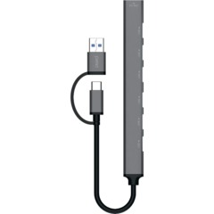 Разветвитель USB PERO MH04, USB-С/USB-A TO USB 3.0 + 6xUSB 2.0, серый - фото 2