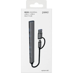 Разветвитель USB PERO MH04, USB-С/USB-A TO USB 3.0 + 6xUSB 2.0, серый - фото 3