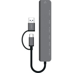 Разветвитель USB PERO MH06, USB-С/A TO 2xUSB-C+USB 3.0+4xUSB 2.0 серый - фото 2