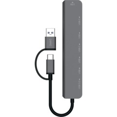 Разветвитель USB PERO MH07 USB-С/A TO SD+TF+3.5MM+USB-C+USB 3.0+3USB2.0,сер - фото 2