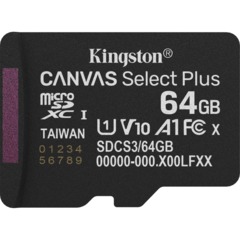 Карта памяти Kingston micro SDXC 64GB,Canvas Select Plus,100MB/s,без адапт
