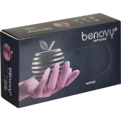 Перчатки нитрил, н/c, н/о, текстур, Benovy (XS) 50п/уп, розовый - фото 5