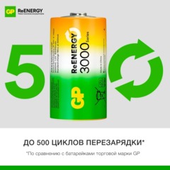 Аккумулятор GP 3000mAh D 300DHCRGY-2CRCB2 Ni-Mh 2шт/уп - фото 7