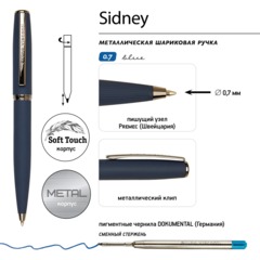 Ручка шариковая  SIDNEY 0.7мм,син,корп.син, футляр черный,20-0361/09 - фото 3