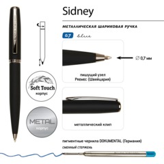 Ручка шариковая  SIDNEY 0.7мм,син,корп.черн/футляр черный, 20-0360/09 - фото 3