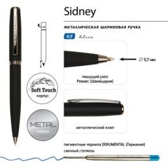 Ручка шариковая  SIDNEY 0.7мм,син,корп.черн/футляр черный, 20-0360/09 - фото 7