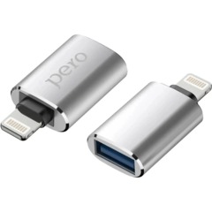 Адаптер PERO AD02 OTG LIGHTNING TO USB 3.0, серебристый