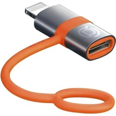 Адаптер PERO AD18, USB-C (F) - Lightning (M), серый