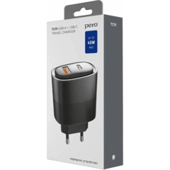 Зарядное устройство сет. PERO TC11 USB-A QC3.0 + USB-C PD, 45W черный - фото 2