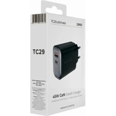Зарядное устройство сет. PERO TC29 ULTIMATE GAN USB-A + USB-C, 45W черный - фото 2