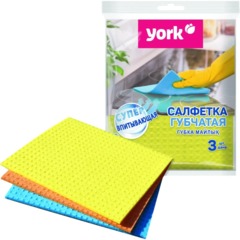 Салфетки хозяйственные губчатые York 15,5х17,5см, 3шт/уп - фото 4