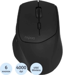 Мышь компьютерная RAPOO беспроводная MT550L, цвет - черный