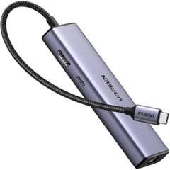 Разветвитель USB UGREEN CM512 (15598) USB-C To 3xUSB3.0+HDMI+RJ45+PD серый - фото 2