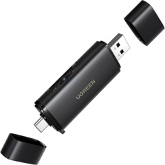 Картридер UGREEN CM803 (65024)на два слота 2-in-1 USB-C - USB-A SD черный