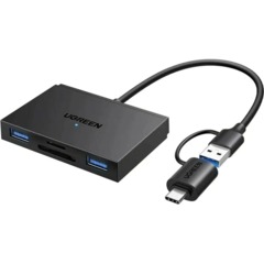 Картридер UGREEN CM812 (45167) 4-in-1 MicroSDxUSBxUSB-CxSDXCxSDHC черный