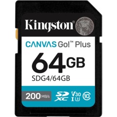 Карта памяти SDXC Kingston Canvas Go Plus G4 64G, G4 200R V30 SDG4/64GB