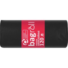Мешки для мусора ПВД 120л 25мкм 25шт/рул черные 70х110см_МВ0236