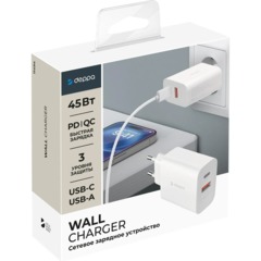 Зарядное устройство сет. Deppa (11494)45W USB-C + USB-A PD 3.0 QC 4.0 белый - фото 2