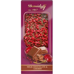 Шоколад Demidoff молочный с посыпкой вишней, 80г