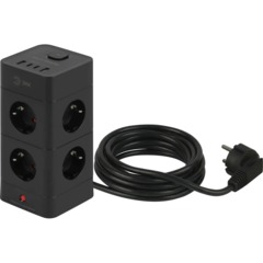 Сетевой фильтр ЭРА TWR-8es-1,5m-4USB-B 16А черный (Б0069072)