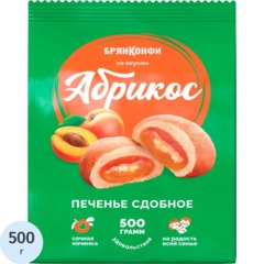 Печенье сдобное Брянконфи с абрикосовой начинкой, 500г