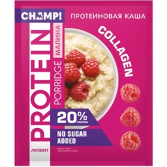 Каша протеиновая CHAMP!  овсяная со льном малина пакет 40г x10шт/уп - фото 2