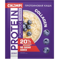 Каша протеиновая CHAMP! овсяная со льном черника пакет 40г x10шт/уп - фото 2