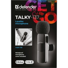Микрофон Defender Talky-137 wrls, петличный, черный, на прищепке, 1шт - фото 6