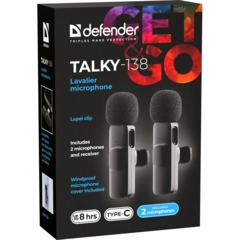 Набор радиомикрофонов Defender Talky-138, петличный, черный, 2шт - фото 5