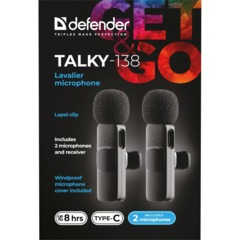 Набор радиомикрофонов Defender Talky-138, петличный, черный, 2шт - фото 6