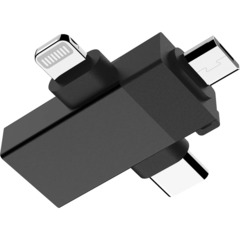 Адаптер PERO AD14 OTG LIGHTNING+USB-C+MICRO-USB TO USB 3.0, черный - фото 4