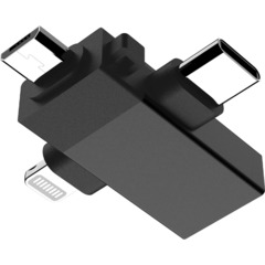 Адаптер PERO AD14 OTG LIGHTNING+USB-C+MICRO-USB TO USB 3.0, черный - фото 5