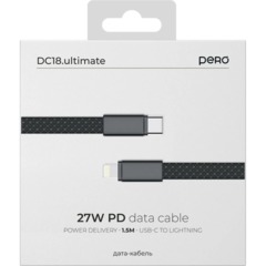 Кабель PERO DC18 ULTIMATE USB-С to LIGHTNING, 27W, 3A, 1.5m, Black - фото 2