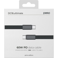 Кабель PERO DC18 ULTIMATE USB-С to USB-C, 60W, 3A, 1.5m, Black - фото 2