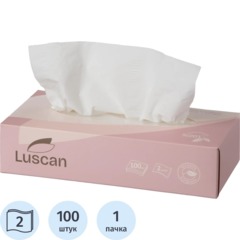 Салфетки косметические Luscan 2сл белые 100шт/уп_СПБ