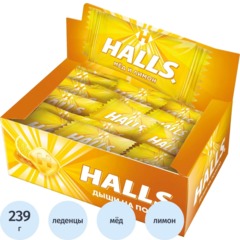 Карамель леденцовая HALLS со вкусом меда и лимона, 2,8гx90шт/уп