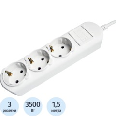 Удлинитель Power Cube 3р/1,5м без выкл 16А бел (PC-4-1,5M)