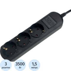 Удлинитель Power Cube 3р/1,5м без выкл 16А черн (PC-6B-1,5M)
