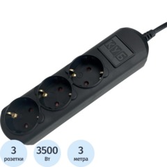 Удлинитель Power Cube 3р/3м без выкл 16А черн (PC-6B-3M)