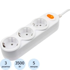 Удлинитель Power Cube 3р/5м с/з выкл 3500 Вт 16 А 3x1,5 (PC-1-5M)