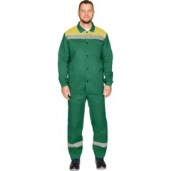 Костюм рабочий летний мужской л16-КПК с СОП зелёный/жёлтый 96-100/194-200
