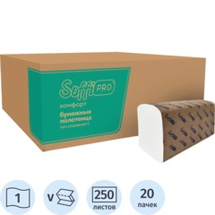 Полотенца бумажные д/дисп SoffiPRO Комфорт V-сл 1сл 250шт 20пач/уп_10901423