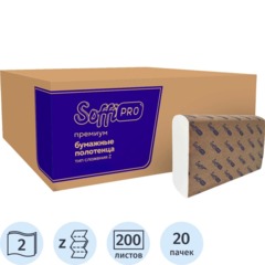 Полотенца бумажные д/дисп SoffiPRO Премиум Z-сл 2сл 200шт 20пач/уп_10901358