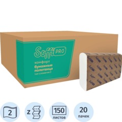 Полотенца бумажные д/дисп SoffiPRO Комфорт Z-сл 2сл 150шт 20пач/уп_10901352
