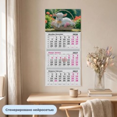 Календарь настенный 3-х блочный 2027 Attache Символ года Коза 3 305х675мм - фото 4