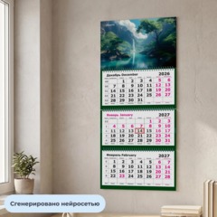 Календарь настенный 3-х блочный 2027 Attache Водопад 305х675мм - фото 4