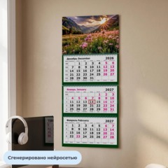 Календарь настенный 3-х блочный 2027 Attache Лето в горах 305х675мм - фото 4